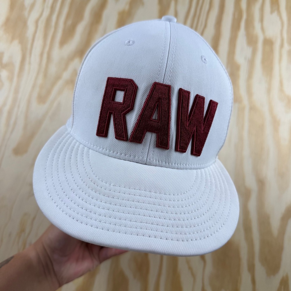 TaylorMade RAW Golf Hat Mens White Maroon Snapback Performance Cap Adjustable